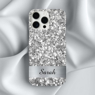 Coques iPhone 16 Pro Max Parties scintillant Carré en argent Shimmer Strip 