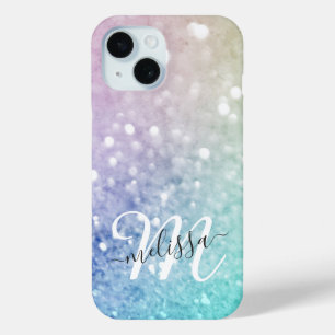 Coque Pour iPhone 15 Parties scintillant colorée Joli Bokeh Monogrammé