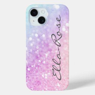 Coque Pour iPhone 15 Parties scintillant colorée personnalisée Iridesce