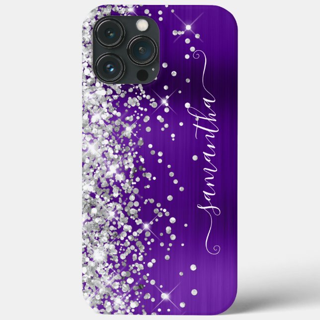 Coques Case-Mate iPhone Parties scintillant d'argent brillant violet marqu (Verso)