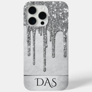 Coque iPhone 15 Pro Max Parties scintillant d'argent de dépôt   Monogramme