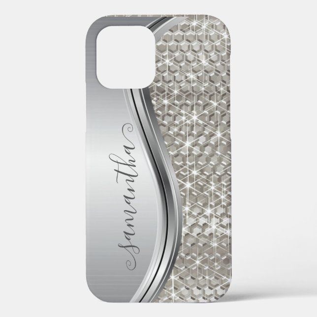 Coques Case-Mate iPhone Parties scintillant de glam Séquin argent look mét (Verso)