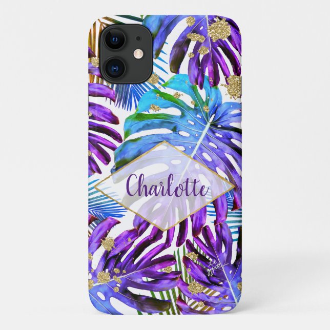 Coques Case-Mate iPhone Parties scintillant de verdure tropicale Feuille p (Dos)