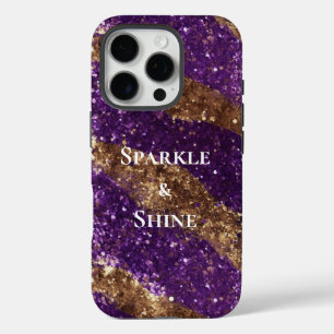 Coques iPhone 16 Pro Parties scintillant d'étincelle d'or pourpre