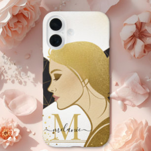 Coque Pour iPhone 16 Parties scintillant d'or élégant moderne Monogramm