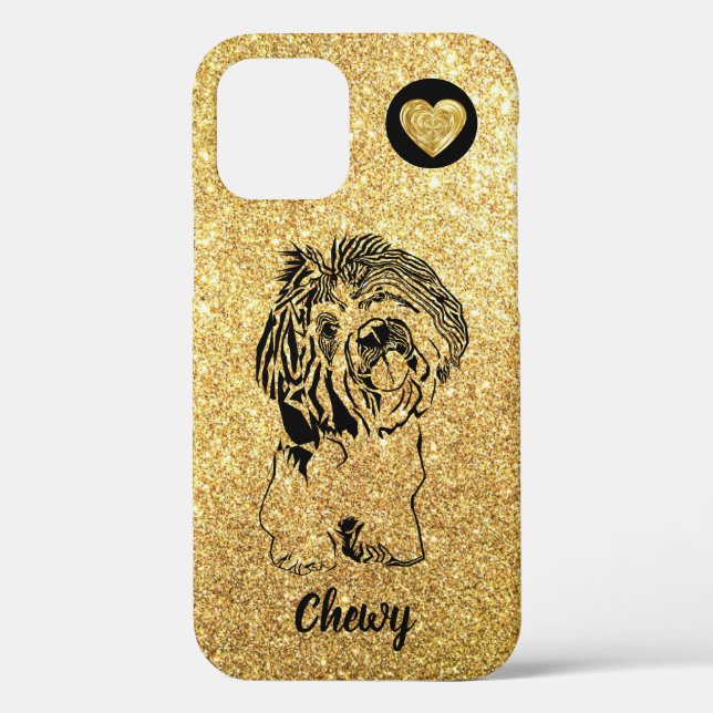 Coques Case-Mate iPhone Parties scintillant d'or Encre artistique Shih Tzu (Verso)
