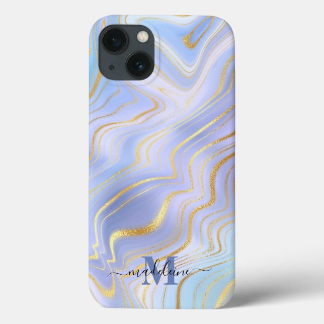 Coques Case-Mate iPhone Parties scintillant d'or Iridescente Marbre Agate  (Verso)