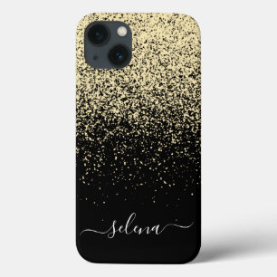 Case-Mate iPhone Case Parties scintillant d'or noir Monogramme fille
