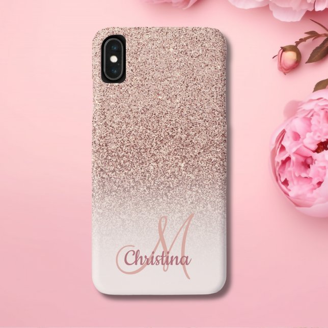 Coques Case-Mate iPhone Parties scintillant d'or Rose de fille personnalis (Créateur téléchargé)