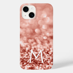 Coque Pour iPhone 14 Parties scintillant d'or Rose monogramme