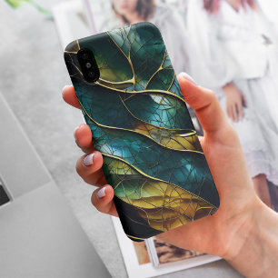 Coque iPhone 15 Pro Max Parties scintillant d'or verre coloré Abstrait Mot