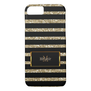 Case-Mate iPhone Case Parties scintillant dorée moderne rayures noires n