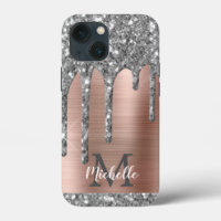 Parties scintillant en argent Rose or Monogramme m