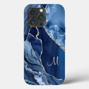 Case-Mate iPhone Case Parties scintillant en marbre de marbre bleu marin