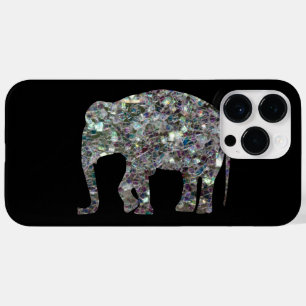 Coque Pour Pour iPhone 14 Pro Max Parties scintillant en mosaïque argentée Eléphant