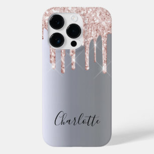 Coque Pour iPhone 14 Pro Parties scintillant en or rose argent gouttes mon