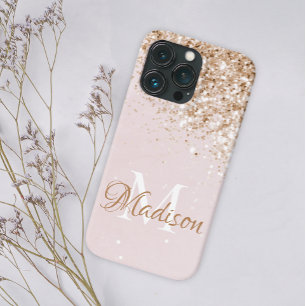 Case-Mate iPhone Case Parties scintillant en or rose Fille Joli Nom init