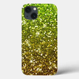 iPhone 13 Coque Parties scintillant en or vert clair chatoyantes