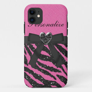 Case-Mate iPhone Case Parties scintillant et corbeille en zèbre rose et 