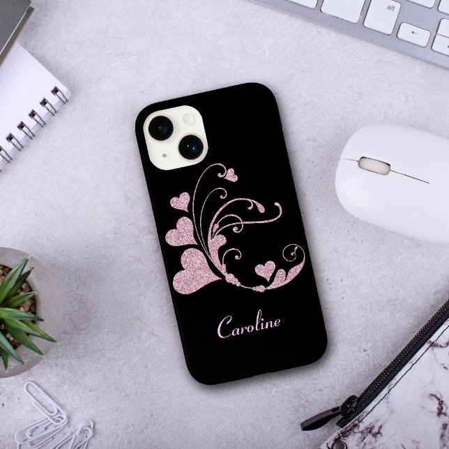 Coques Case-Mate iPhone Parties scintillant Faux de la tourbillon de coeur (Créateur téléchargé)