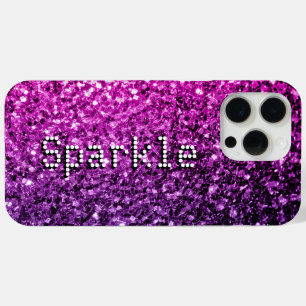 Coque iPhone 15 Pro Max Parties scintillant faux rose pourpre pétille votr