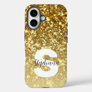 Coque Pour iPhone 16 Parties scintillant Girly Gold Étincelle Monogramm