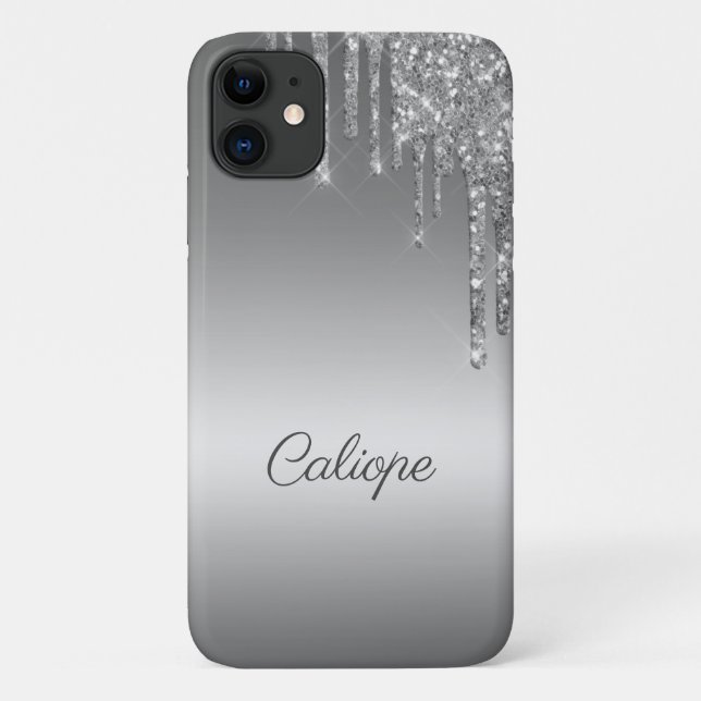 Coques Case-Mate iPhone Parties scintillant gris argent Ombre personnalisé (Dos)