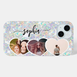 Coque Pour iPhone 15 Parties scintillant Holographique Girly Collage ph