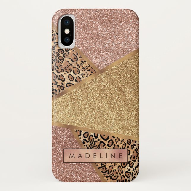 Coques Case-Mate iPhone Parties scintillant Leopard de  rouge Rose géométr (Dos)