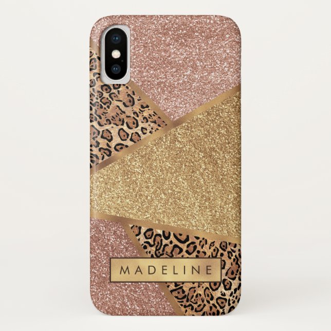 Coques Case-Mate iPhone Parties scintillant Leopard de  rouge Rose géométr (Dos)