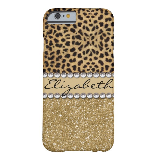 Coques Case-Mate iPhone Parties scintillant Leopard Spot Gold Rhinestone P (Dos)
