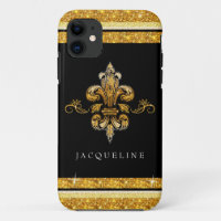 Parties scintillant Look Faux Or Noir Fleur de Lis