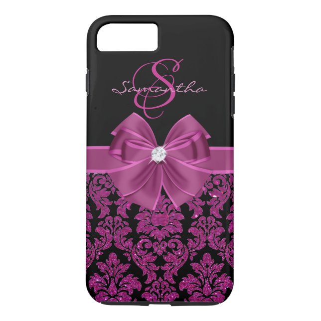 Coques Case-Mate iPhone Parties scintillant Magenta foncé violet noir Dama (Dos)