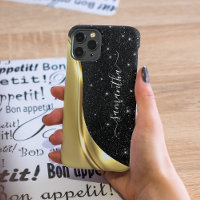 Parties scintillant métallique Look 3-D Gold Monog