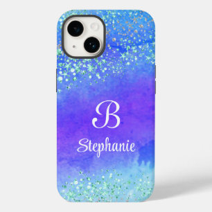 Coque Pour iPhone 14 Parties scintillant moderne Étoiles Bleu pourpre b