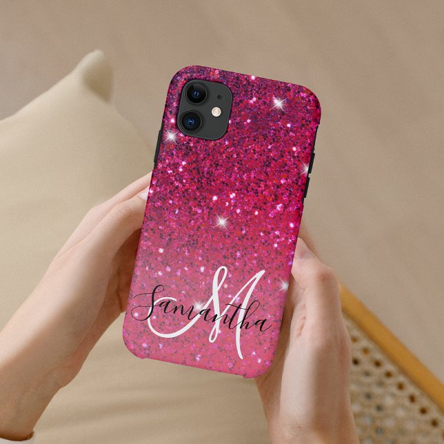 Coques Case-Mate iPhone Parties scintillant moderne rouge et rose Nom des  (Créateur téléchargé)