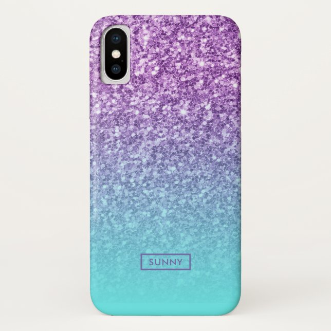 Coques Case-Mate iPhone Parties scintillant moderne violet Faux Turquoise  (Dos)