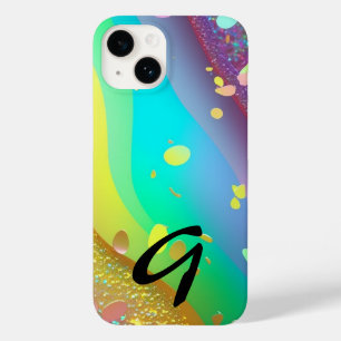 Coque Pour iPhone 14 Parties scintillant Monogramme Rainbow Gold