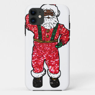 Coque iPhone 11 parties scintillant noir santa claus