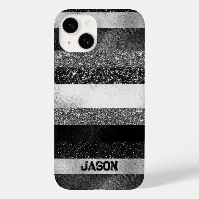 Coques Case-Mate iPhone Parties scintillant noire et argent (Verso)