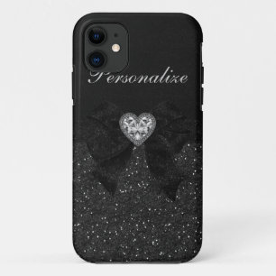 Etui iPhone Case-Mate Parties scintillant noire imprimée, coeur et corbe