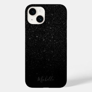 Coque Pour iPhone 14 Parties scintillant noire moderne minimaliste Nom 