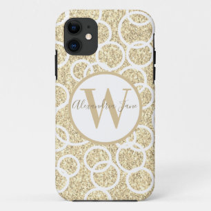 Case-Mate iPhone Case Parties scintillant or Cercles géométriques blancs