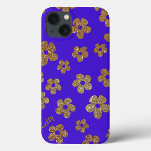 Etui iPhone 13 Parties scintillant or élégant Look Floral iPad Mi