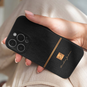 Case-Mate iPhone Case Parties scintillant or élégant luxe noir monogramm