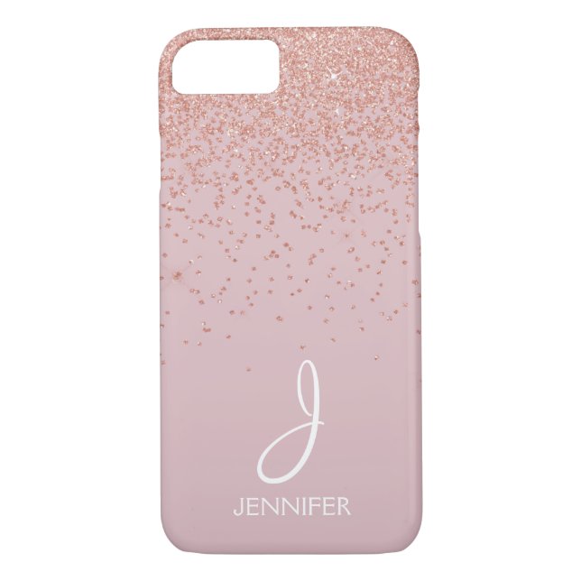 Coques Case-Mate iPhone Parties scintillant or rose et rose pâle Monogramm (Dos)