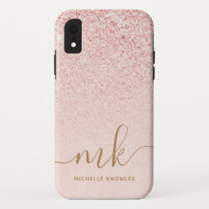 Case-Mate iPhone Case Parties scintillant or Rose tendance Initiales fan