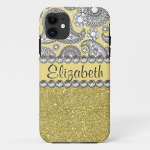 Coque iPhone 11 Parties scintillant Paisley Rhinestone Motif d'imp