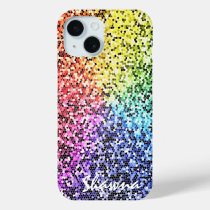 Coque Pour iPhone 15 Parties scintillant personnalisée Arc-en-ciel coqu