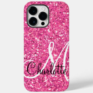 Coque Pour Pour iPhone 14 Pro Max Parties scintillant pétillante rose monogrammée